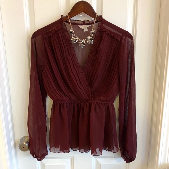 belle sky Tops - Closet Closing Nov 21: Belle Sky Burgundy Red Long Sleeve Blouse